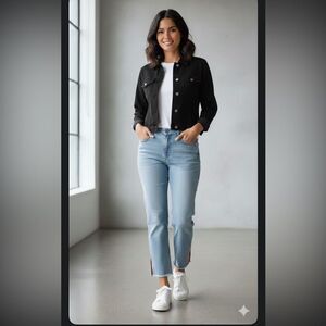 Carmakoma Black Denim Button front Jacket size EU 48, US size 16.
